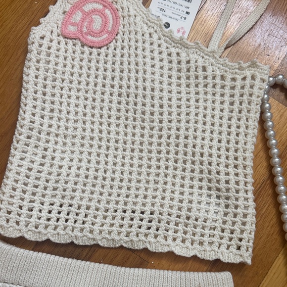 Zara Cream Crochet Set with Pink and Orange Accents - Picture 3 of 5